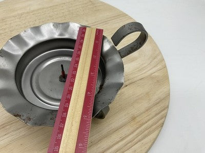 Rustic Metal Scroll Candle Holder Plate Stand Gray Home Table Centerpiece Decor