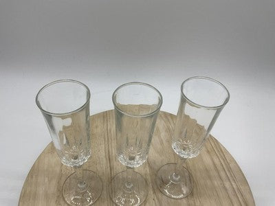 Unmarked Clear Geometric Champagne Glasses Set Of 3 Flutes Bar Decor Modern