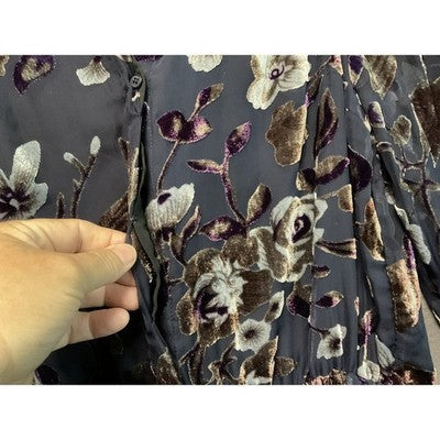 Carolina Belle Dress Womens 10 Velvet Floral Long Sleeve Lined Elegant