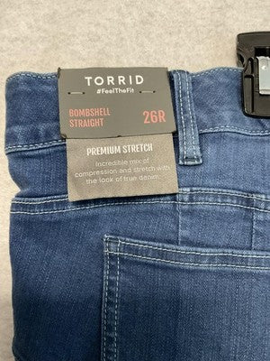 Torrid Jeans Womens 26R Blue Medium Wash Bombshell Straight Stretch Denim 2021