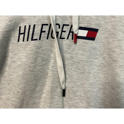 Tommy Hilfiger Sport Hoodie Womens Small Gray Hilfiger Logo Cropped Sweatshirt