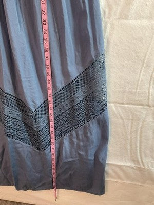 Altar'd State Dress Womens Medium Blue Crochet Halter Maxi Boho Sundress Wedding