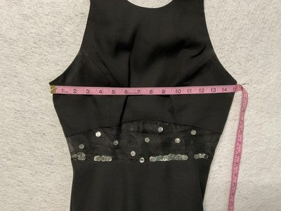 Vintage Faviana Dress Womens 7/8 Black Sequin Waist Chiffon Cocktail Party 90s