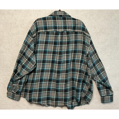 IZOD Shirt Mens 3XL Blue Gray Black Plaid Long Sleeve Flannel Button Up Casual