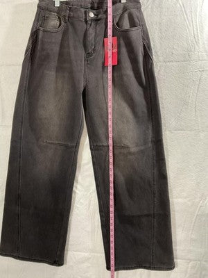 EMMIOL Jeans Womens 31 Gray High Rise Wide Leg Fleece Lined Denim Pants Winter