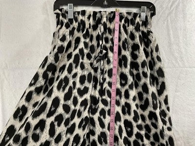 FimarSted Pants Womens Small Black Leopard Print Paperbag Wide Leg Soft Pull On