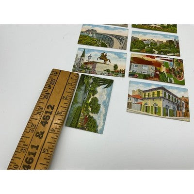 VTG New Orleans Lithograph 2"x3" Set 8pc Multicolor Historic Landmarks Souvenir