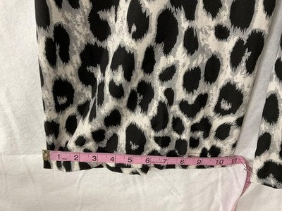 FimarSted Pants Womens Small Black Leopard Print Paperbag Wide Leg Soft Pull On