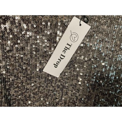 The Drop Dress Womens 3X Silver Sequin Cutout Side Ruched Party Cocktail Midi