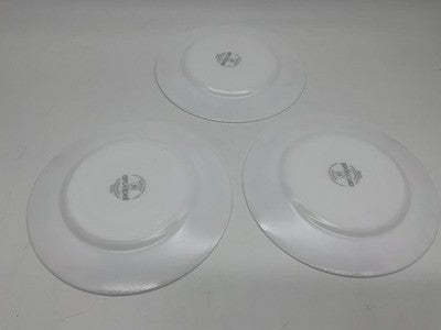 Arcopal France Floral Dinner Plates Set Of 3 White Glass Microwave Dishwasher