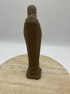 Vintage Nickron Virgin Mary Madonna Statue Brown Ceramic Prayer Figurine Japan