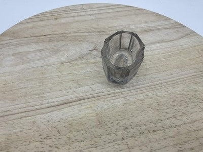 Clear Glass Dipping Bowl Small Geometric Faceted Starburst Base Vintage Retro