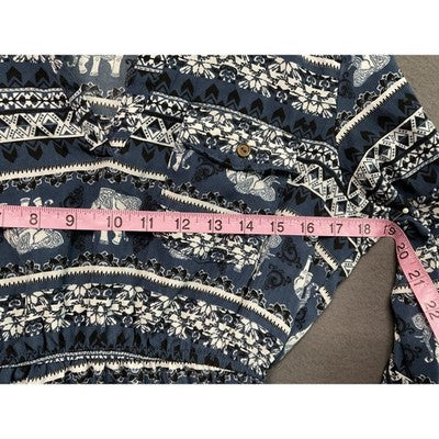 Rue 21 Dress Medium Elephant Print Roll Tab Sleeves Elastic Waist Safari
