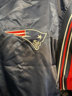 New England Patriots Jacket Mens 5XL Blue NFL Football Starter Satin Snap Front