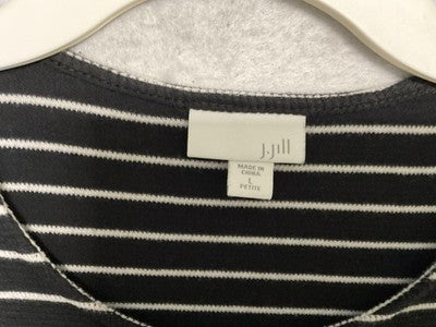 J. Jill Dress Womens Petite Large Black White Stripe T-Shirt Shift Pockets