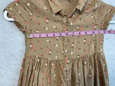 Lucky Penny Shirt Dress Girls 6X Brown Floral Button Front Collared Casual Cute