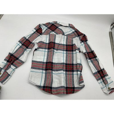 Jumping Beans Shirt Boys Size 5 Plaid Long Sleeve Button Up Red Blue White New