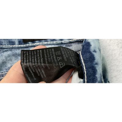 Essentials Jeans Mens 30x30 Skinny Moto Biker Acid Wash Ribbed Knees Distressed