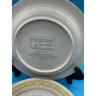 Vtg Impresions By Danielle Riverside Dinner Plates Set Of 4 Genuine Stoneware
