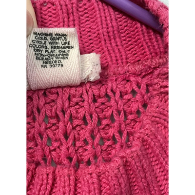 Actif Sweater Womens Medium Pink Fisherman Cable Knit Aran Crewneck VTG USA