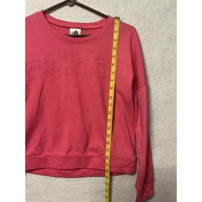 Adidas Sweatshirt Girls Large Medium Pink Logo Crewneck Pullover AA4662