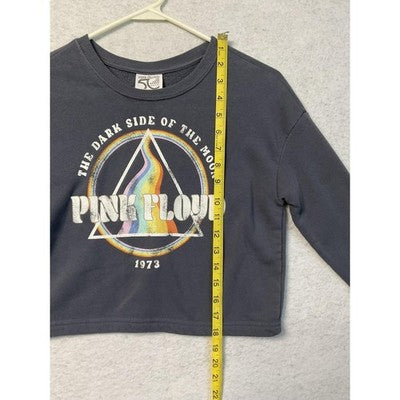 Pink Floyd Sweatshirt Youth Small Gray Dark Side of the Moon 1973 Cropped