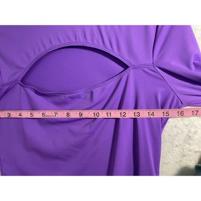 SHEIN SXY Bodysuit Womens Large Purple Long Sleeve Cutout Mock Neck