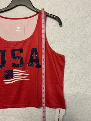 UINKE Tank Top Womens Large Red USA Flag Graphic UPF50+ Athletic Patriotic