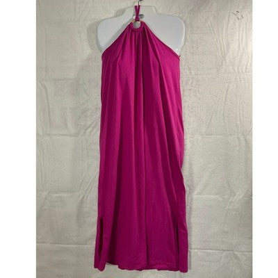 Old Navy Halter Column Dress Womens Large Dragon Fruit Pink Midi Slit Summer