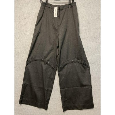 bhampton The Drop Pants Womens Medium Gray Wide Leg Button Detail Pockets Career