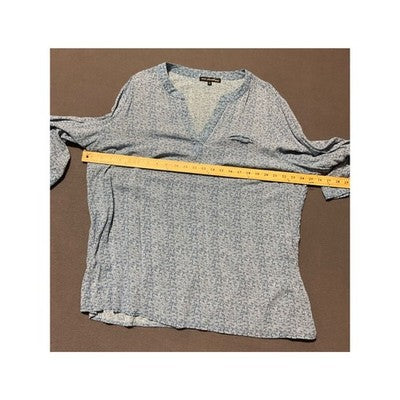 Ava Christine 2X Blue Print Blouse Rayon Lightweight Women’s Plus
