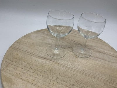 Clear Glass Wine Goblets Set Of 2 Small Round Stemware Drinking Glasses Kitchen