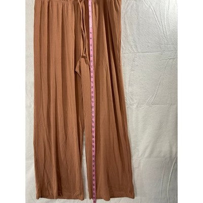 MANBEIYA Wide Leg Pants Womens XL Terracotta Brown Excellent Ribbed Drawstring