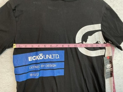 Ecko Unltd Shirt Boys 12 Black Hooded Short Sleeve Rhino Graphic Tee Top Cotton