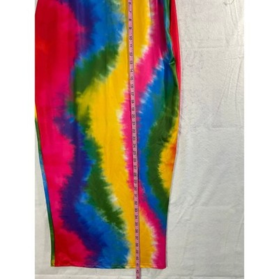 SHEIN Maxi Skirt Womens XL 12 Multicolor Rainbow Tie Dye Bodycon Festival Boho