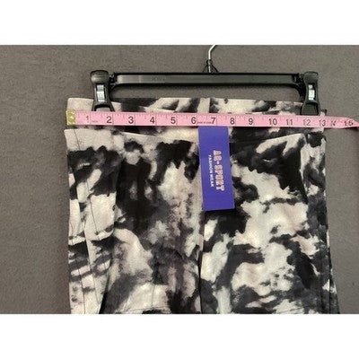 AQ Sport Shirt Shorts Set Womens Medium Black White Tie Dye Lounge Activewear