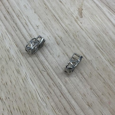 Silver Tone Crown Circle Pendants Charms Womens Rhinestone Stud Pair 1"