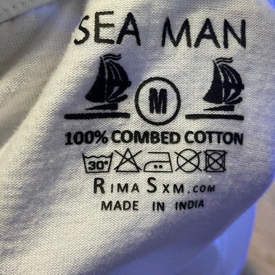 Sea Man Aruba Souvenir T-Shirt Mens Medium White Cotton Graphic Tee Travel