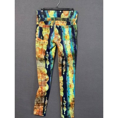 Like an Angel Womens M Stretch High-Rise Button Closure Pant Festival Abstract