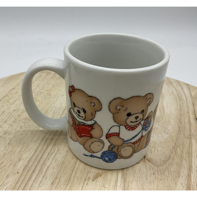 Teddy Bears Ceramic Coffee Mug Cup Cute Crafting Wraparound Graphic White Design