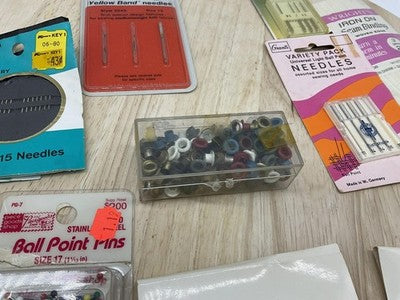 Vintage Mixed Brands Hem Tape Sewing Notions Lot Wrights Needles Pins Bell