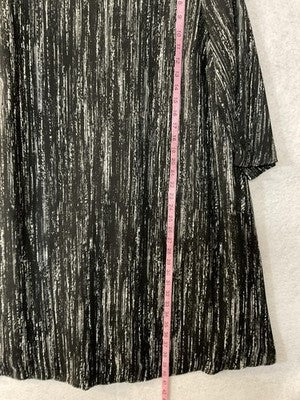 Worthington Blouse Womens 16W Black White Stripe 3/4 Sleeve Tunic Top Scoop Neck
