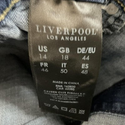 Liverpool Jeans Womens 14 Blue Medium Wash Straight Pull On Stretch Denim