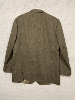 CHAPS Ralph Lauren Sport Coat Men 44L Brown Wool Alpaca Tweed Blazer Two Button