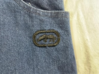 Ecko Unltd Shorts Boys 12 Blue Denim Bermuda Flat Front Rhino Logo Casual