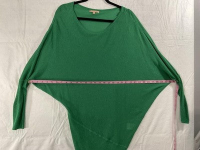 Gibson Latimer Sweater Tunic Womens XL Green Asymmetrical Dolman Knit Metallic