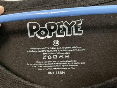 Popeye Shirt Mens 5XL Black Savage NYC Graphic Tee Big & Tall Cartoon Streetwear