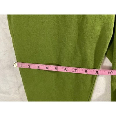7th Avenue Ankle Pants Women 14 Olive Green Slim Tapered Stretch Work Trousers