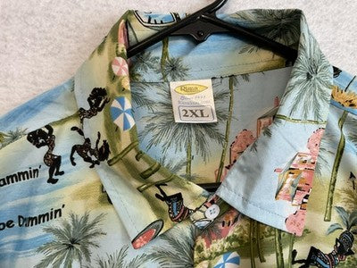 Rima Shirt Mens 2XL Multicolor Caribbean Life Hawaiian Button Up Short Sleeve