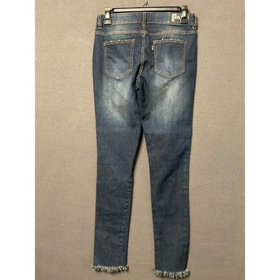 Fil Jeans Women’s Distressed Skinny Jeans Size 3 Blue Frayed Hem Stretch